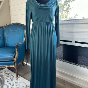 Mother Bee Maternity Teal Long Sleeve Dress